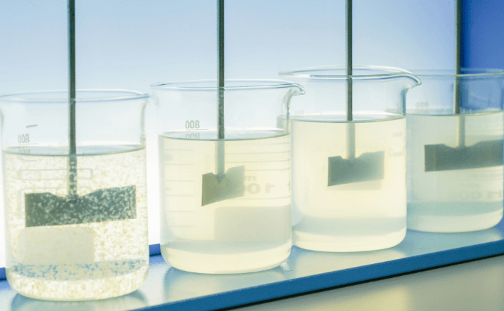 Jar testing various coagulation amounts and flocculation rates